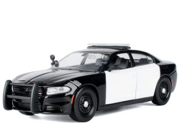 Motormax 76996 2023 Dodge Charger Pursuit 1:24 with Lightbar Unmarked Police Car Black / White