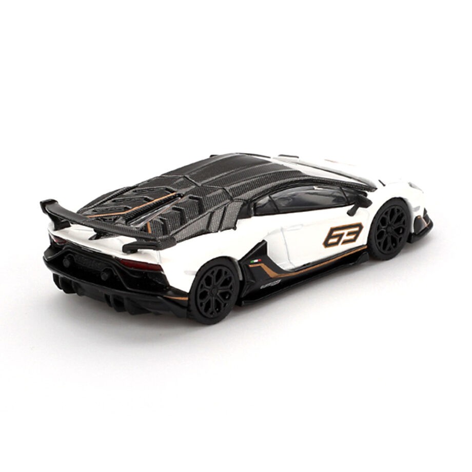 Mini GT MGT00842 Lamborghini Aventador SVJ #63 1:64 Bianco Asopo White
