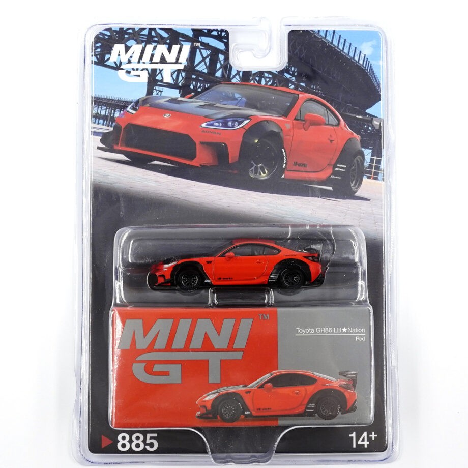 Mini GT MGT00885 LBWK Liberty Walk LB Works Toyota GR 86 LB Nation 1:64 Red