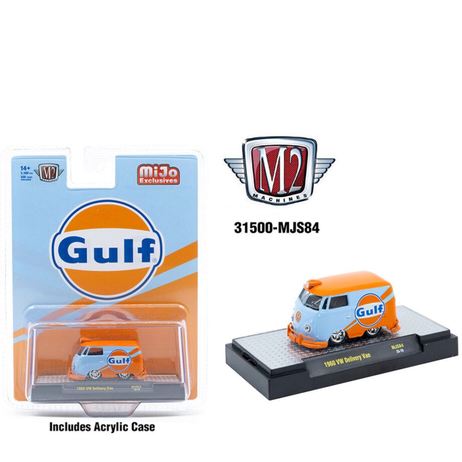 M2 Machines 31500 MJS84 1960 Volkswagen Delivery Van Custom Gulf 1:64 Light Blue / Orange