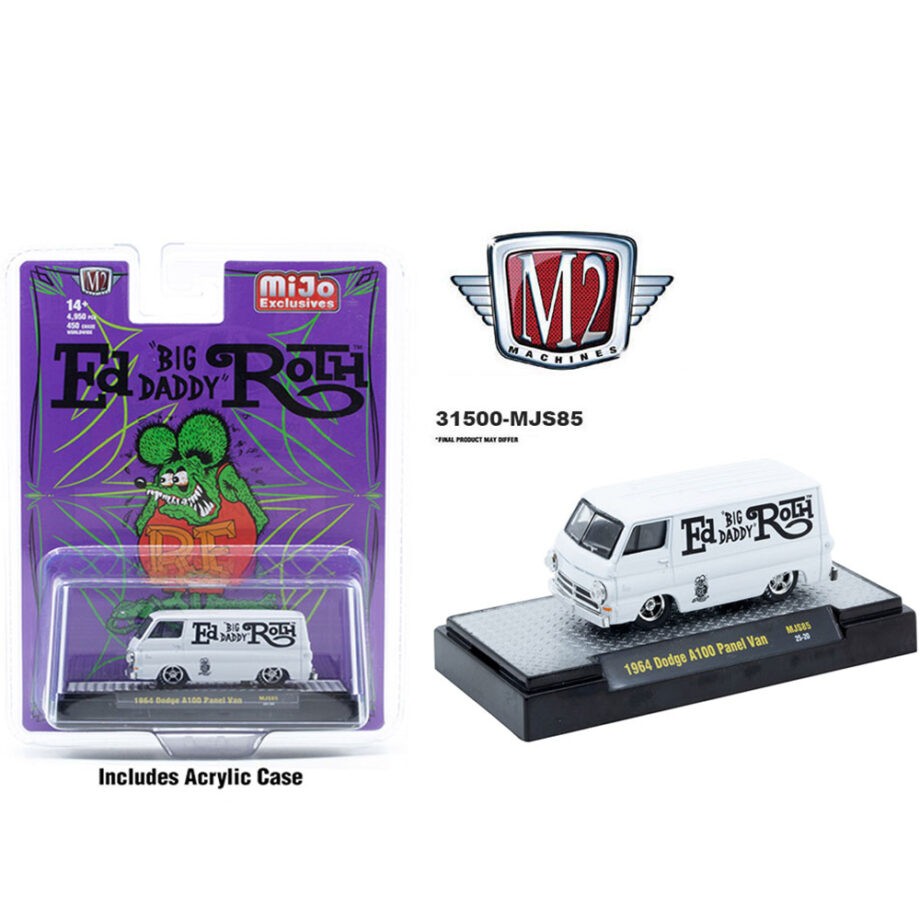 M2 Machines 31500 MJS85 1964 Dodge A100 Panel Van Rat Fink Ed Roth Collaboration 1:64 White
