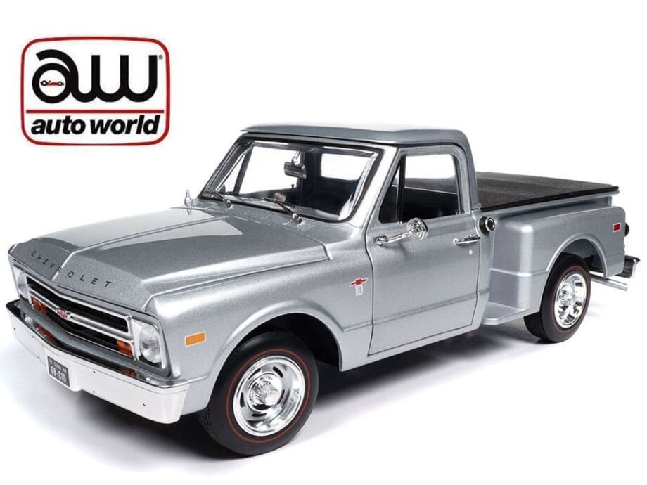 Autoworld AW324 1968 Chevrolet C10 Stepside Pick Up Truck 1:18 Silver
