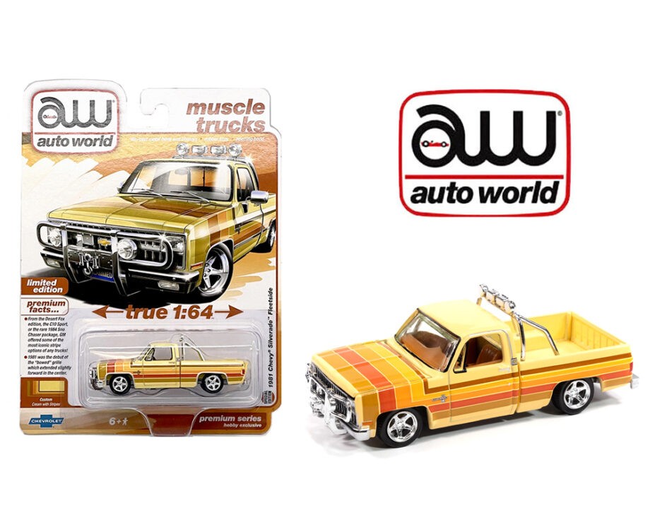 Autoworld AWSP191 1981 Chevrolet Silverado Fleetside Custom Lowered 1:64 Beige