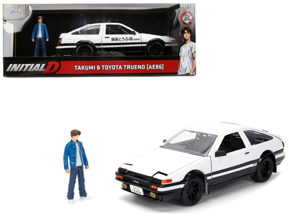 Jada 34501 Initial D Toyota Trueno AE86 1:24 with Takumi Figure Black / White