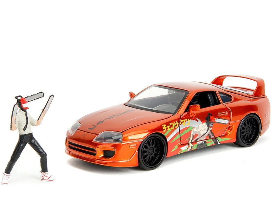 Jada 35181 Chainsaw Man 1995 Toyota Supra 1:24 with Chainsaw Man Figure Orange Metallic