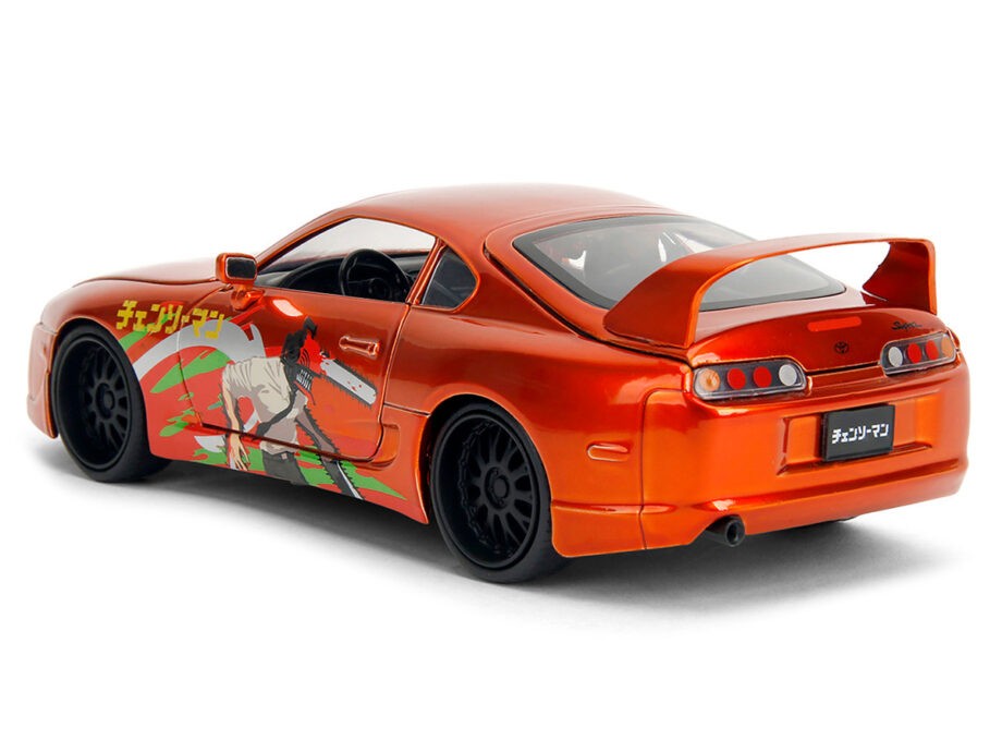 Jada 35181 Chainsaw Man 1995 Toyota Supra 1:24 with Chainsaw Man Figure Orange Metallic