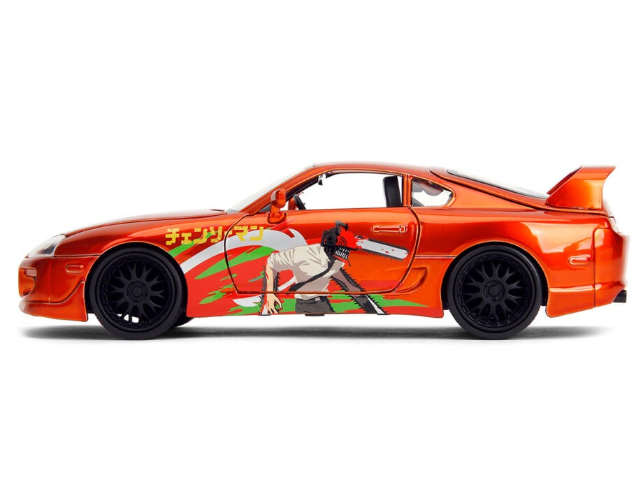 Jada 35181 Chainsaw Man 1995 Toyota Supra 1:24 with Chainsaw Man Figure Orange Metallic