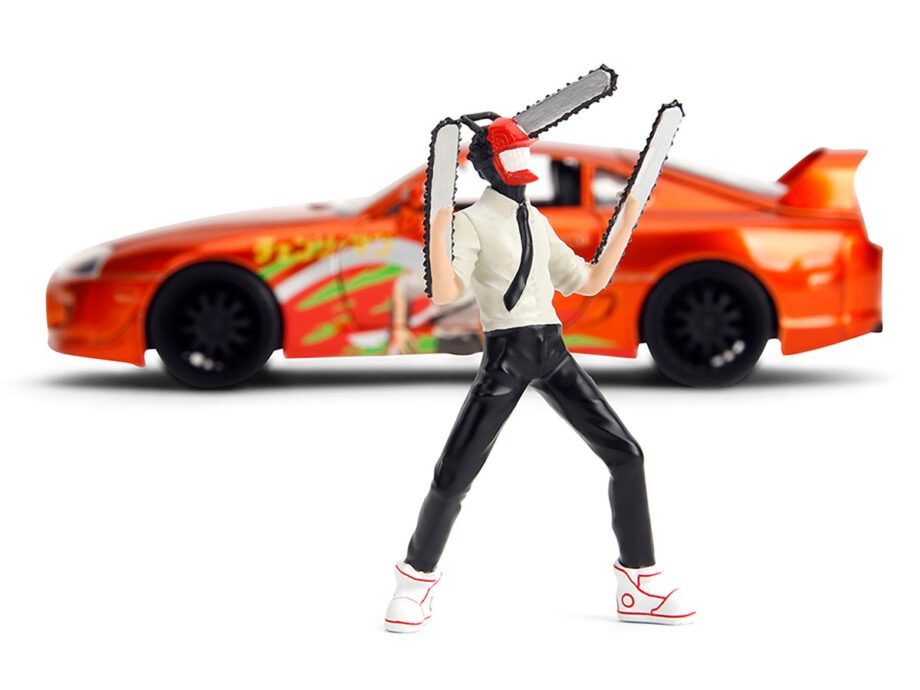 Jada 35181 Chainsaw Man 1995 Toyota Supra 1:24 with Chainsaw Man Figure Orange Metallic