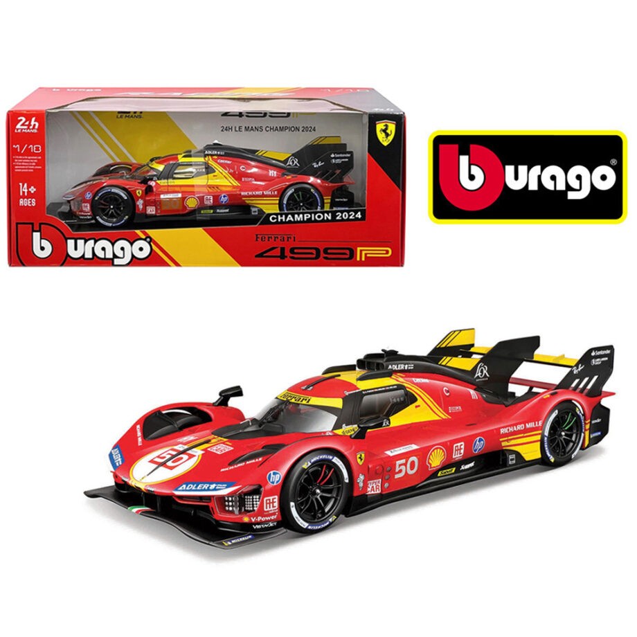 Bburago 18-16303 Ferrari 499P #50 24H Le Mans Champion 2024 1:18 Red