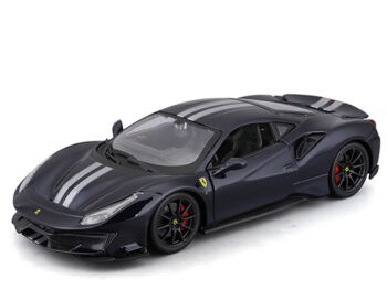 Bburago 18-26026 Ferrari 488 Pista 1:24 with Silver Stripe Black