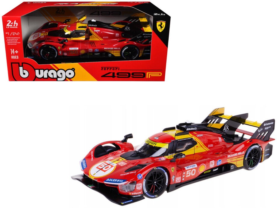 Bburago 18-26312 Ferrari 499P #50 24h Le Mans Champion 2024 1:24 Red