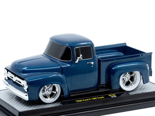 Modellino Auto Motormax Ford F-100 Pickup 2ª Generazione 1953-56, Scala 1/24, Blu E Rosso, Porte E Cofano Apribili