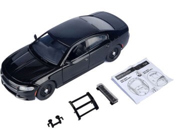 Motormax 76810 2023 Dodge Charger Pursuit 1:24 with Custom Builder Kit Unmarked Police Car Plain Black