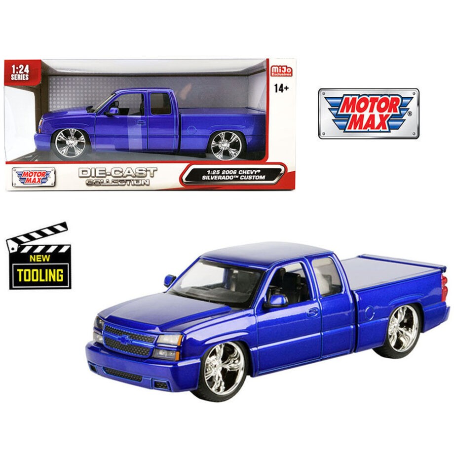 Motormax 79039 2006 Chevy Silverado Extended Cab Custom 1:25 Blue