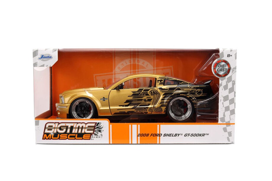 Jada 36462 Bigtime Muscle 2008 Ford Shelby Mustang GT-500 KR 1:24 Gold / Black