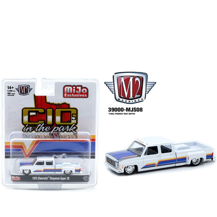 M2 Machines 39000 MJS08 1975 Chevrolet Cheyenne Super 30 Dually – C10s In The Park – 1:64 White