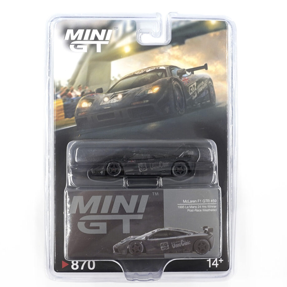 Mini GT MGT00870 McLaren F1 GTR #59 1995 Le Mans 24Hr Winner 1:64 Weathered Matte Black