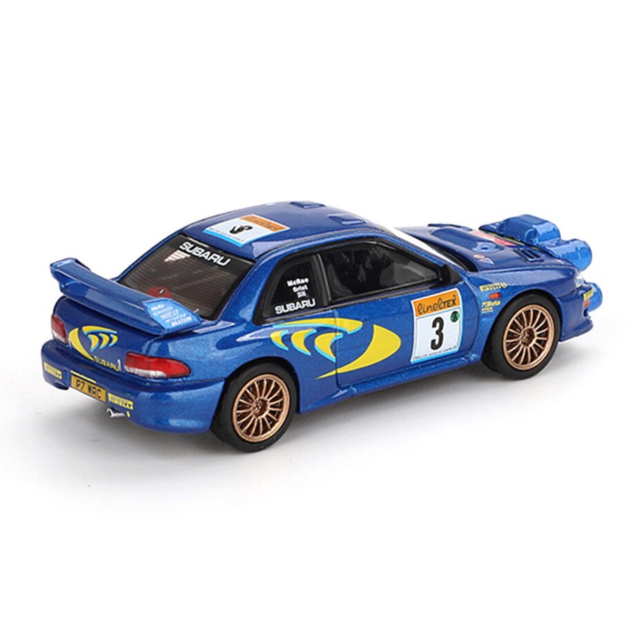 Mini GT MGT00975 Subaru Impreza WRC98 1998 Rally Monte-Carlo 3rd Place #3 1:64 Blue