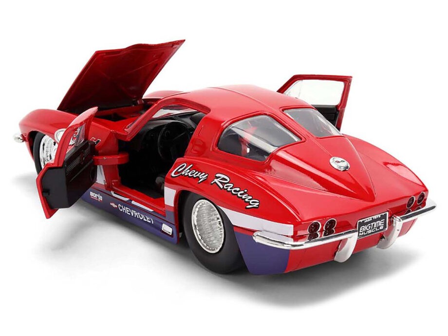 Jada 36594 Bigtime Muscle 1963 Chevy Corvette Stingray Split Window #63 1:24 Red