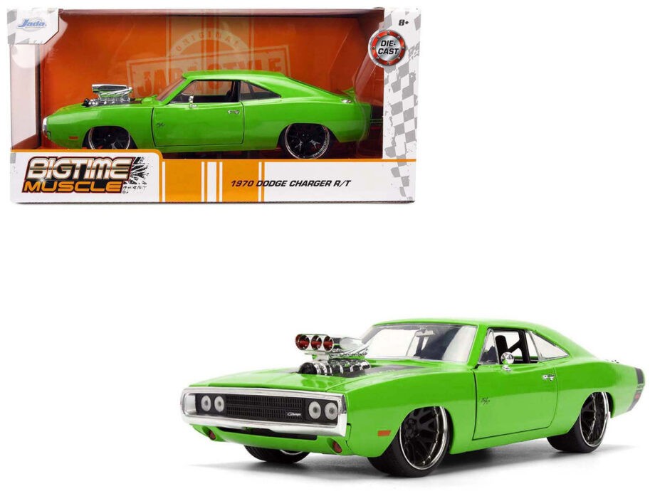 Jada 36595 Bigtime Muscle Engine Blower 1970 Dodge Charger R/T 1:24 Bright Green