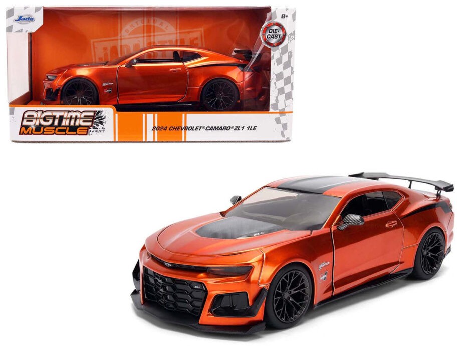 Jada 36596 Bigtime Muscle 2024 Chevrolet Camaro ZL1 1LE 1:24 Orange Metallic with Black Stripes