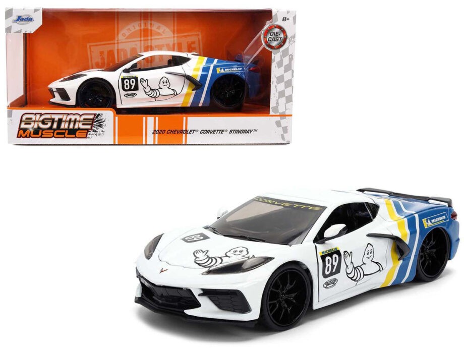 Jada 36597 Bigtime Muscle 2020 Chevrolet Corvette Stingray C8 #89 Michelin 1:24 White