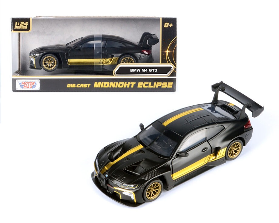 Motormax 79206 Midnight Eclipse BMW M4 GT3 1:24 Matte Black with Gold