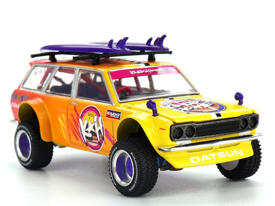 Mini GT x Kaido House KHMG210 Datsun KAIDO 510 Wagon 4×4 Kaido ISLANDS V1 1:64 Orange