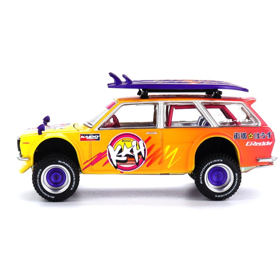 Mini GT x Kaido House KHMG210 Datsun KAIDO 510 Wagon 4×4 Kaido ISLANDS V1 1:64 Orange