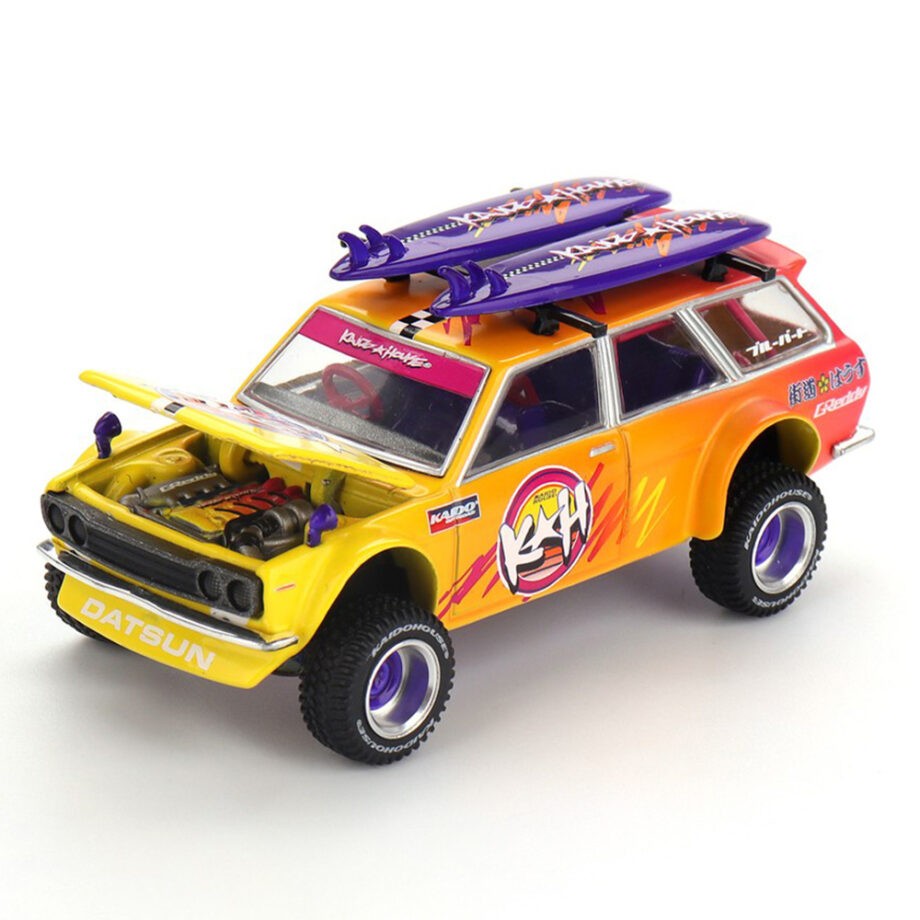 Mini GT x Kaido House KHMG210 Datsun KAIDO 510 Wagon 4×4 Kaido ISLANDS V1 1:64 Orange