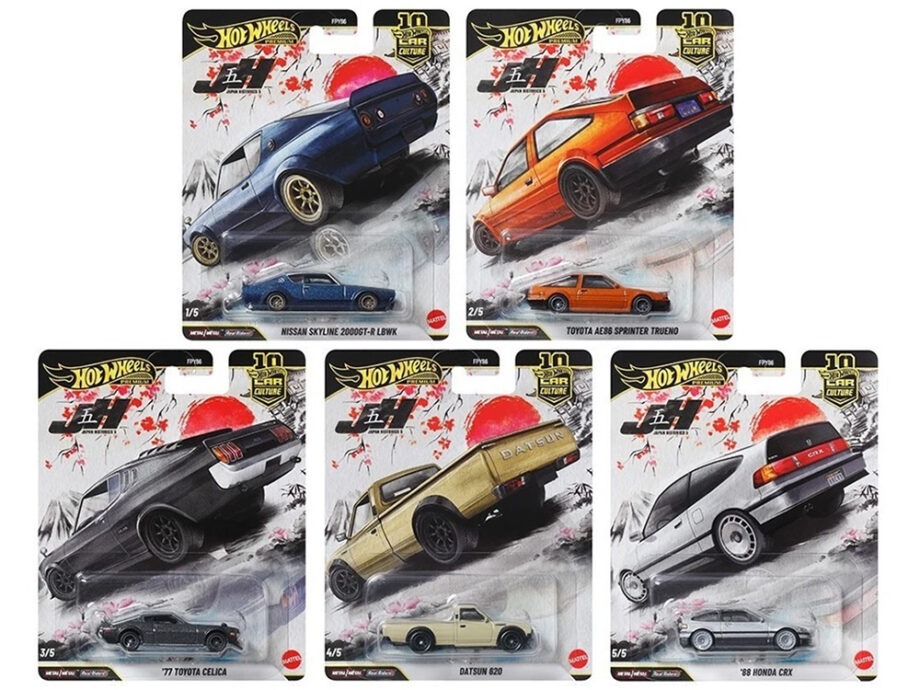 Macchinine Hot Wheels Hot Wheels Car Culture 'Terra Trek' 2024 - Set Di 5 Auto 1/64 Die-Cast, Modello FPY86-961C Toyota Datsun Jeep Mitsubishi Hummer - Foto 6