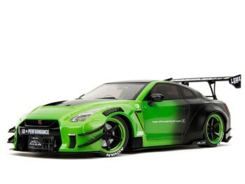 Jada 35724 Pink Slips Nissan Skyline GT-R R35 LBWK Liberty Walk Body Kit 2.0 1:18 Green / Matte Black