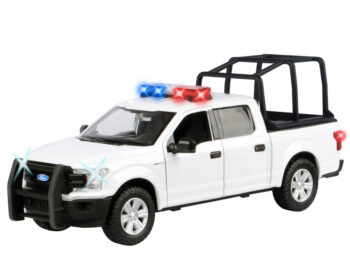 Motormax 79543 2019 Ford F-150 Lariat Crew Cab 1:27 with Stand Cage & Light and Sound White