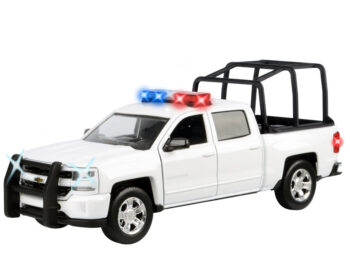 Motormax 79547 2017 Chevrolet Silverado 1500 LT Z71 Crew Cab 1:27 with Stand Cage & Light and Sound White