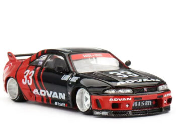 Mini GT x Kaido House KHMG191 Nissan Skyline GT-R (R33) Kaido Works Advan 1:64 Black Red