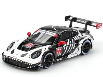 Mini GT MGT01143 Porsche 911 GT3 R #77 AO Racing 2025 IMSA Petit Le Mans 1:64 Skeleton Rexy Black / White