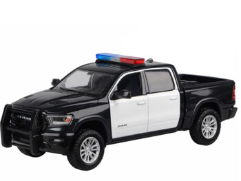 Motormax 79544 2019 Ram 1500 Laramie Crew Cab 1:27 with Light and Sound Black / White