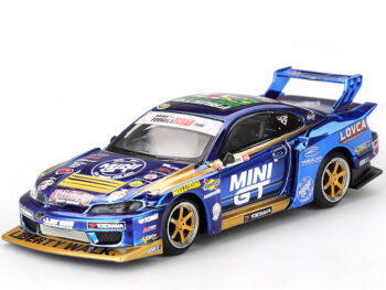 Mini GT MGT01157 Nissan LB-Super Silhouette S15 SILVIA #555 Team Liberty Walk 2025 Formula Drift 1:64 Chrome Blue
