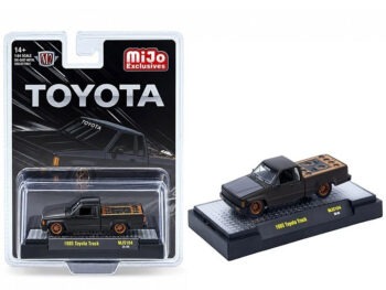 M2 Machines 31500 MJS104 1985 Toyota Pick Up Truck Slammed Custom 1:64 with Carbon Hood Matte Grey