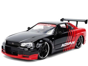 Jada 38346 Autoworks 2002 Nissan Skyline GT-R (R34) Advan1:24 Black Red