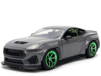 Jada 36593 Bigtime Muscle 2024 Ford Mustang RTR 1:24 Grey with Green Wheels